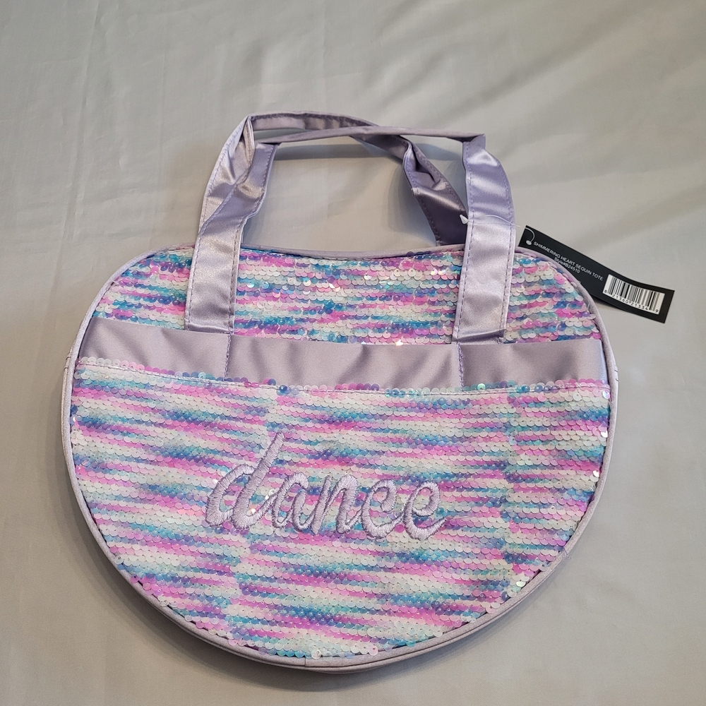 Lavender Sequin Heart Dance Tote Bag – Embroidered “Dance”